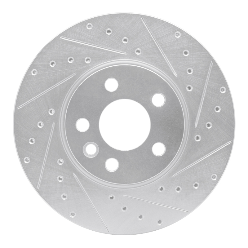 Volkswagen EuroVan Brake Rotor (1) - Front Right - R1 Concepts - Drilled & Slotted - Silver - `01-`03